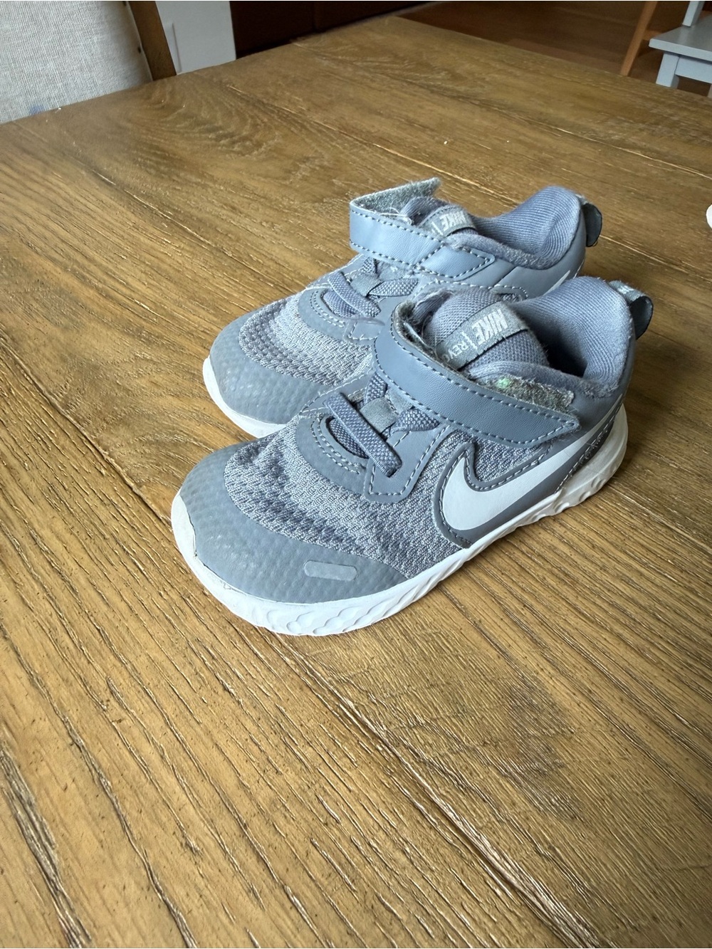Nike Revolution Kids Gray Velcro Athletic Sneakers